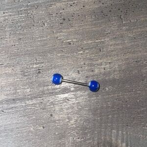 Surgical Steel Acrylic Ball Barbell Blue Ying Yang Body Jewelry Tongue Art 29mm